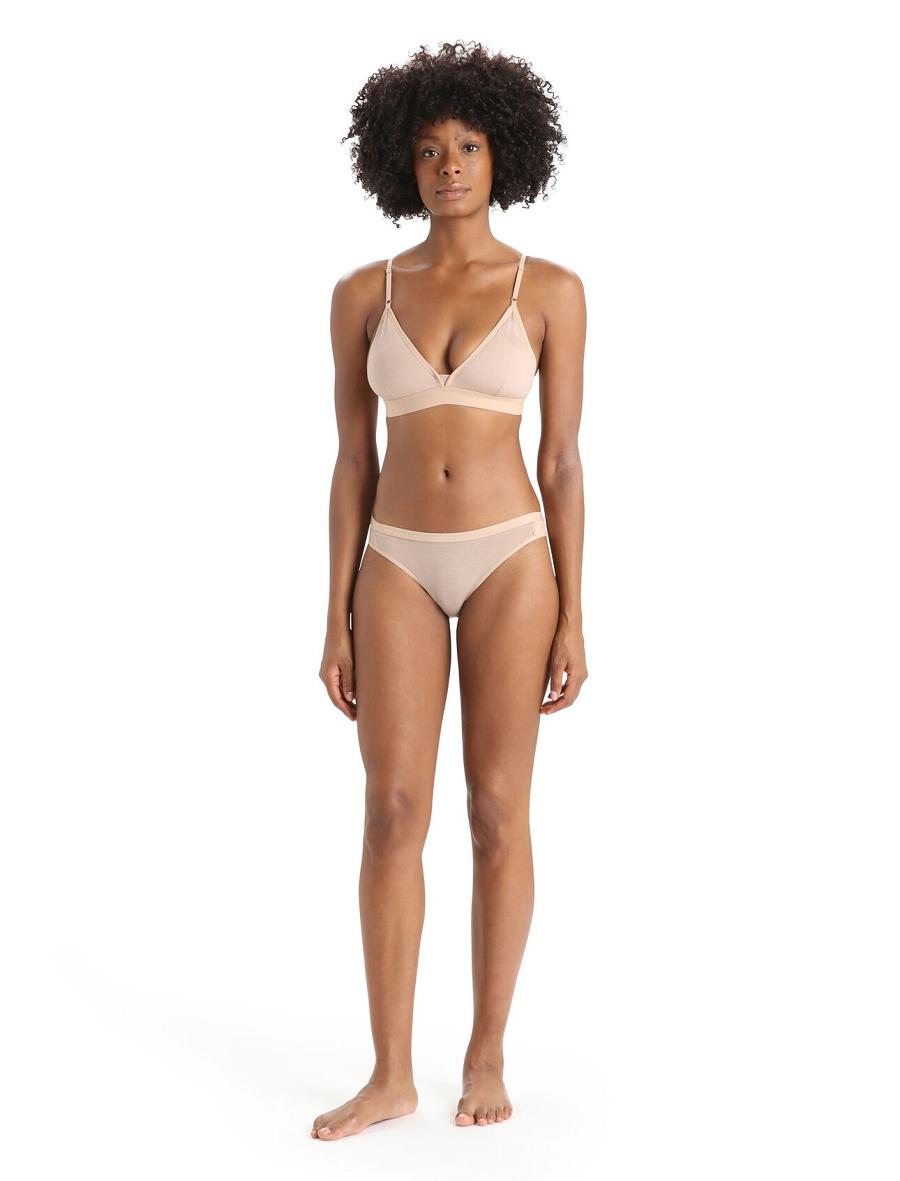 Women's Icebreaker Merino Siren Bikini Briefs Underwear Praline | CA 1228PJJQ